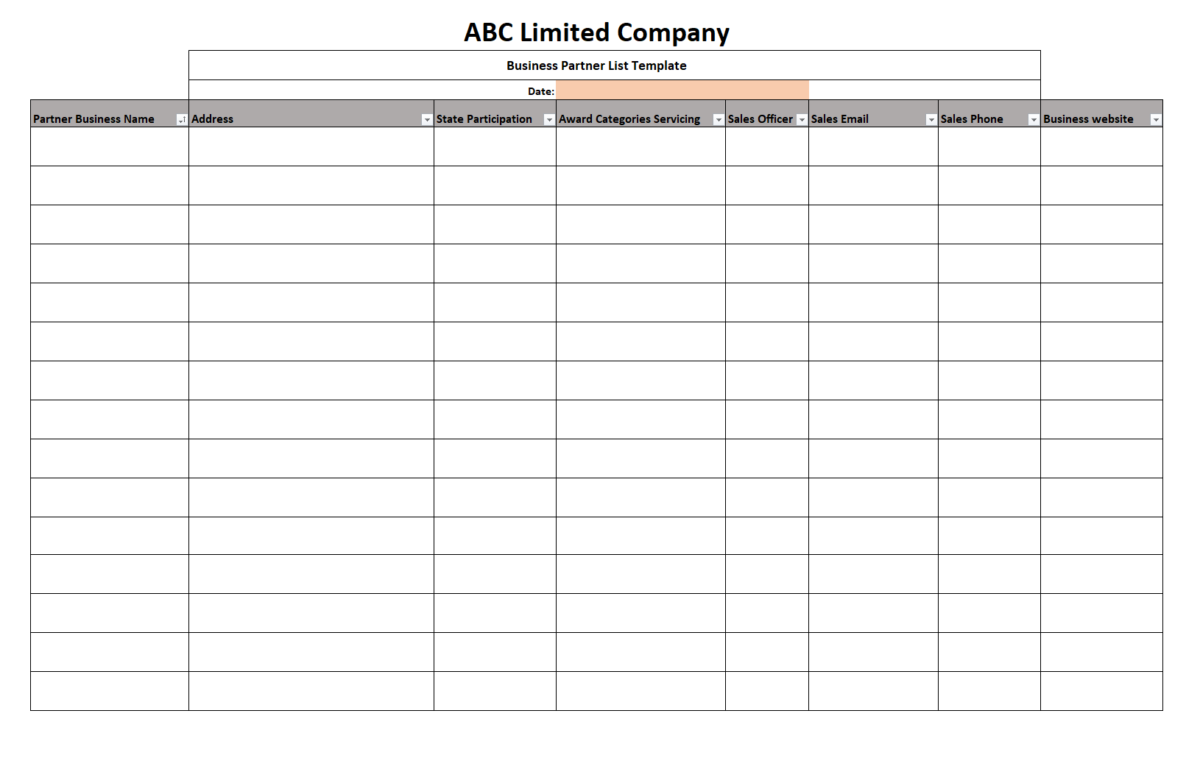 Partner Database Excel Business Partner List Template Excel - Free List Templates