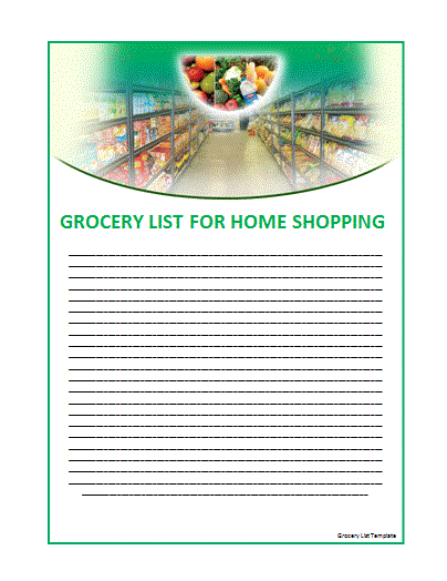 Grocery List Template