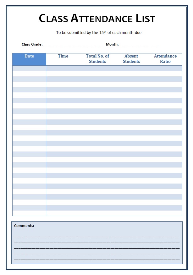 Attendance Sheet Template