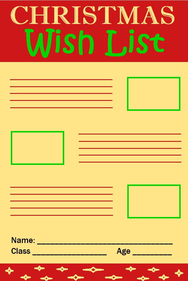Christmas Wish List Template Free List Templates