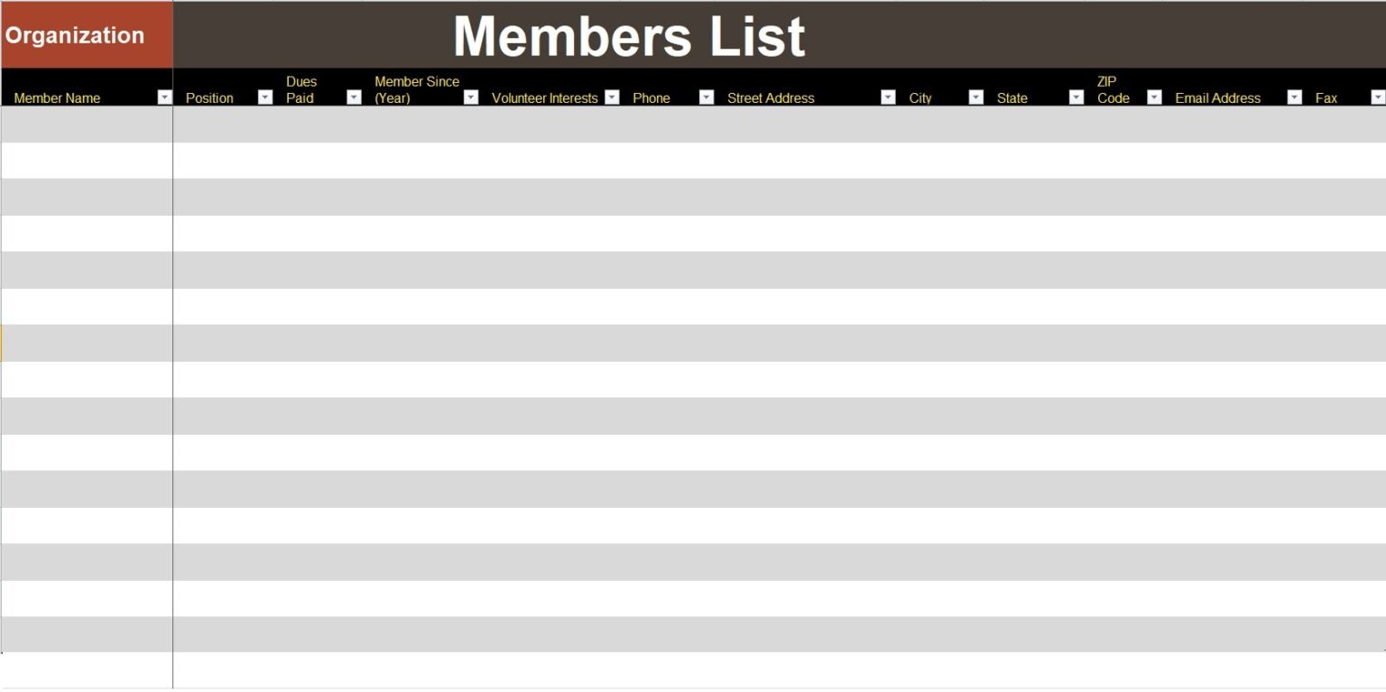 Members List Template - Free List Templates