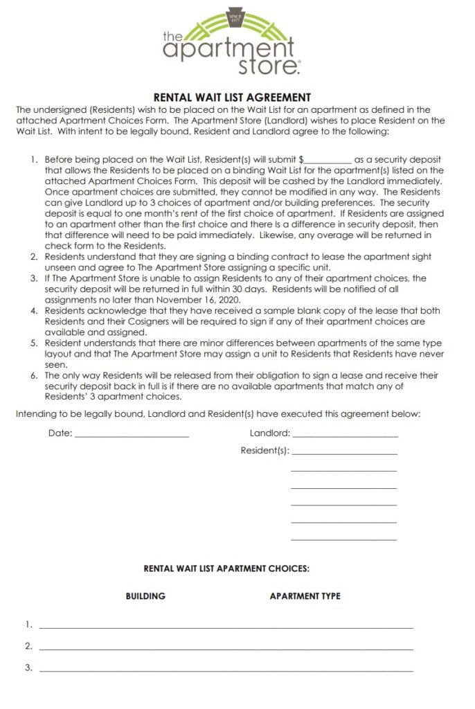 Rental Waitlist Template - Free List Templates