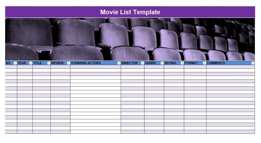 Movie List Template Excel